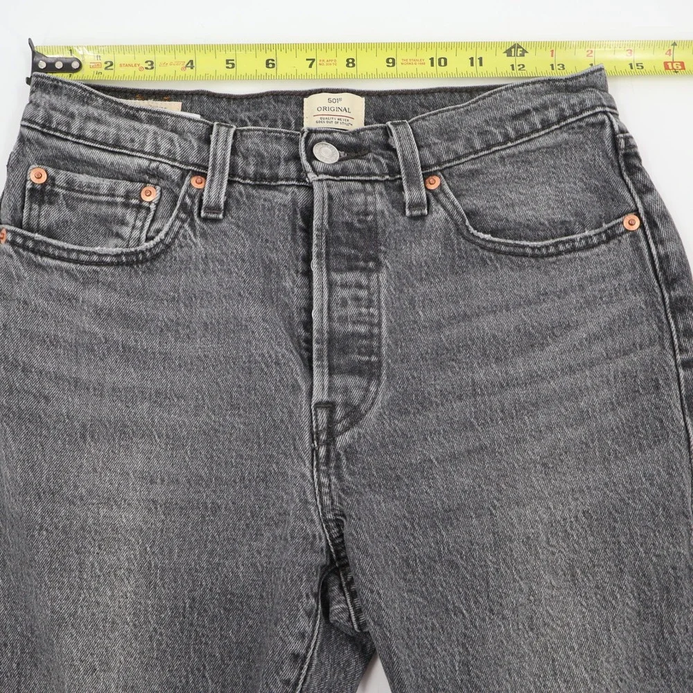 Levi's 501 Original Jeans Mens 28x32 Black Faded Straight Leg Button Fly Premium